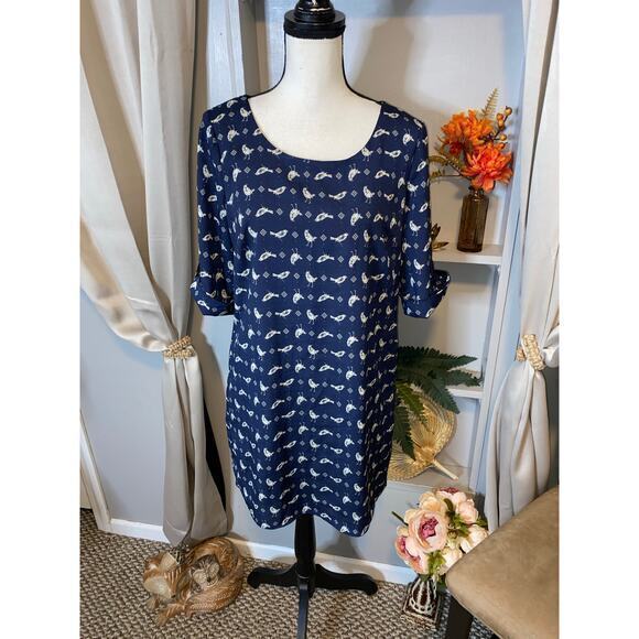 Lily Rose Dresses & Skirts - Lily Rose size Medium GUC Blue GUC Lined Dress with Birds Button Closure
